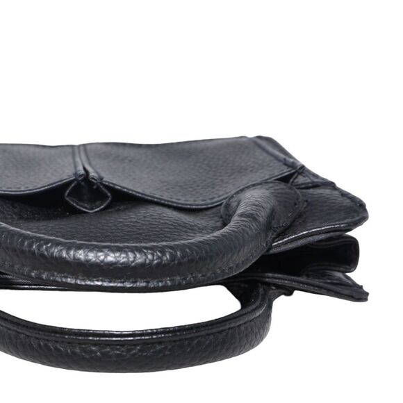 Pouchee Small Black Pebbled Leather Handbag - Picture 8 of 9